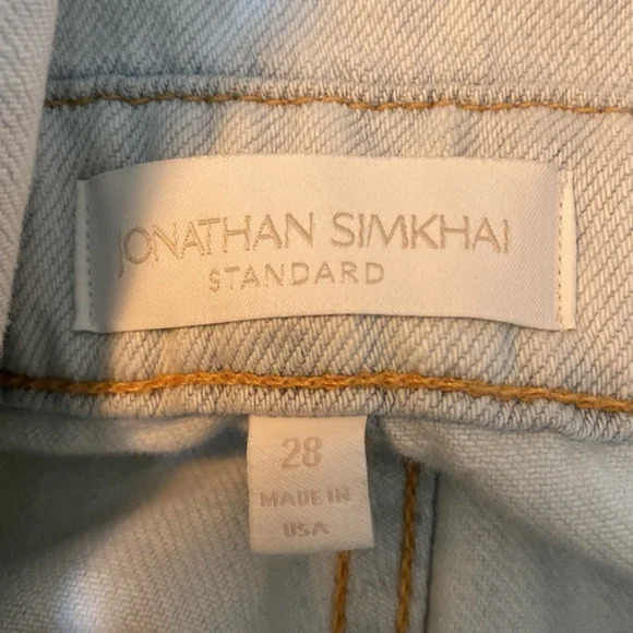 Jonathan Simkhai Henley Tie Waist Straight Leg jeans Blue Cotton Denim 28 NWT - Picture 7 of 8